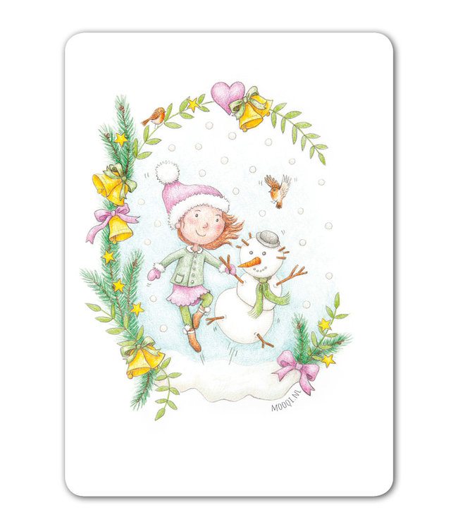 Christmas card a dancing snowman