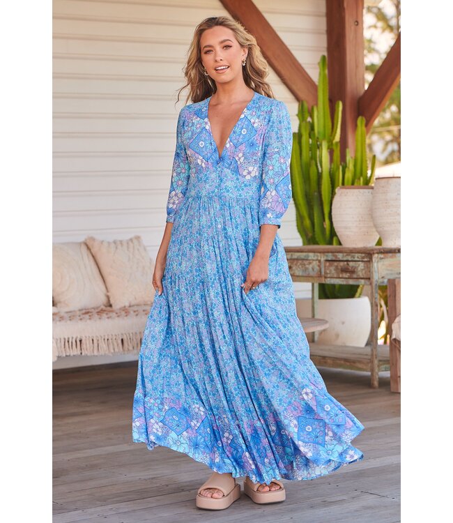 Blue Pompeii Berry Maxi Dress