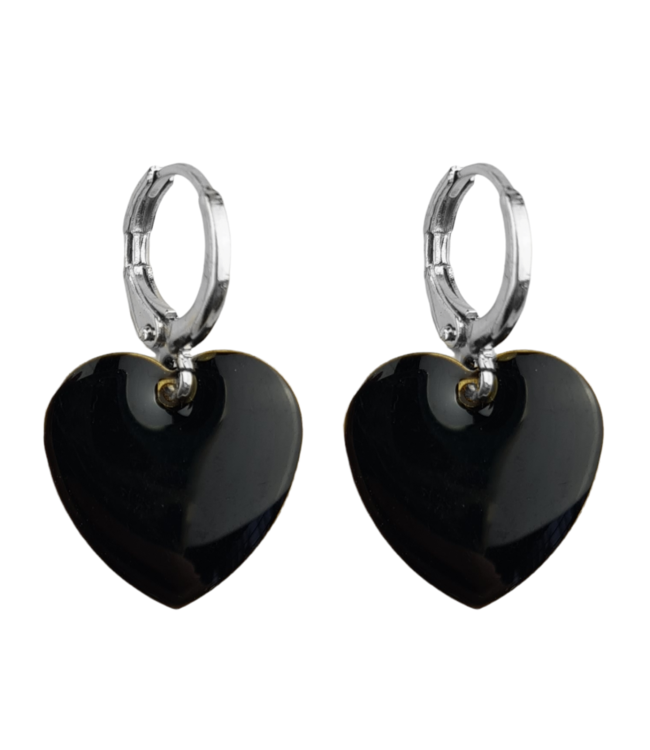Black hartjes zilver