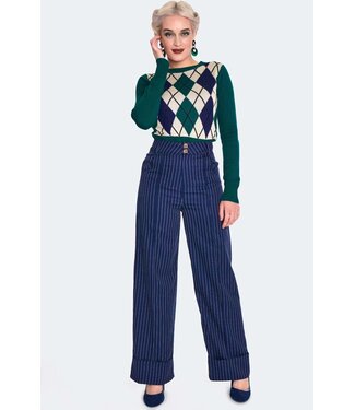 Vixen Navy Pinstriped Turn Up