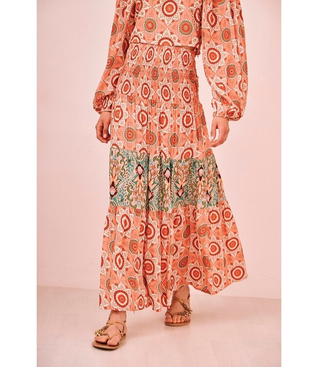 Long skirt mixed prints