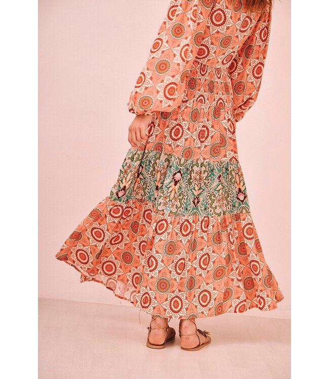 Long skirt mixed prints