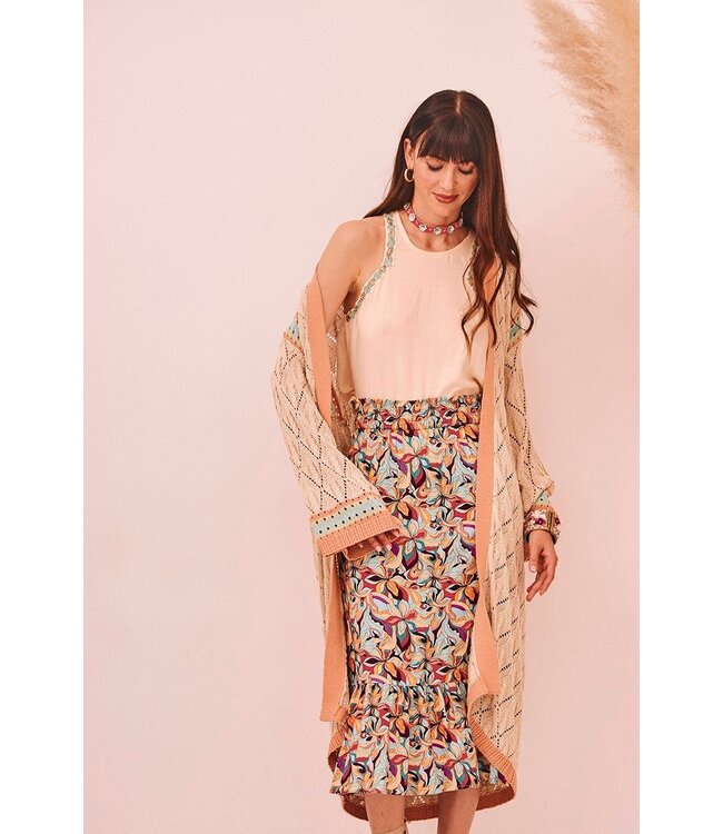 LONG OPENWORK KNITTED KIMONO