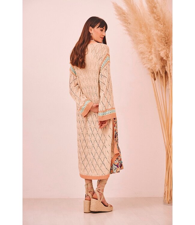 LONG OPENWORK KNITTED KIMONO