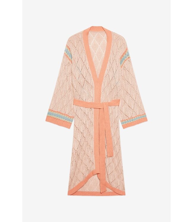 LONG OPENWORK KNITTED KIMONO