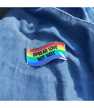 the Enamel Pin Factory Spread Love Not Hate Pin