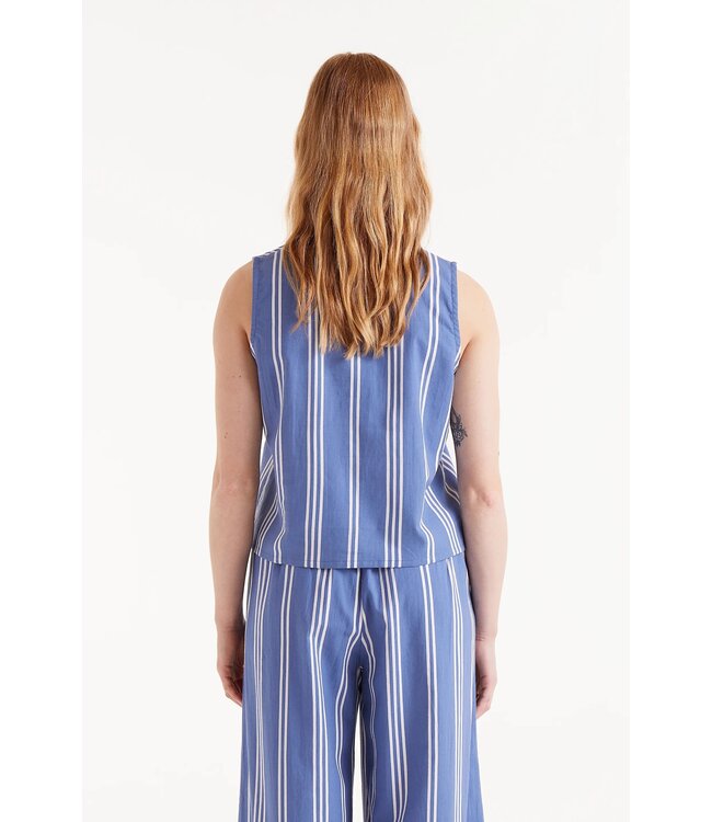 Gilet Streep Blauw Wit