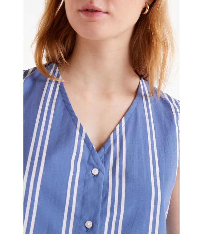 Gilet Streep Blauw Wit