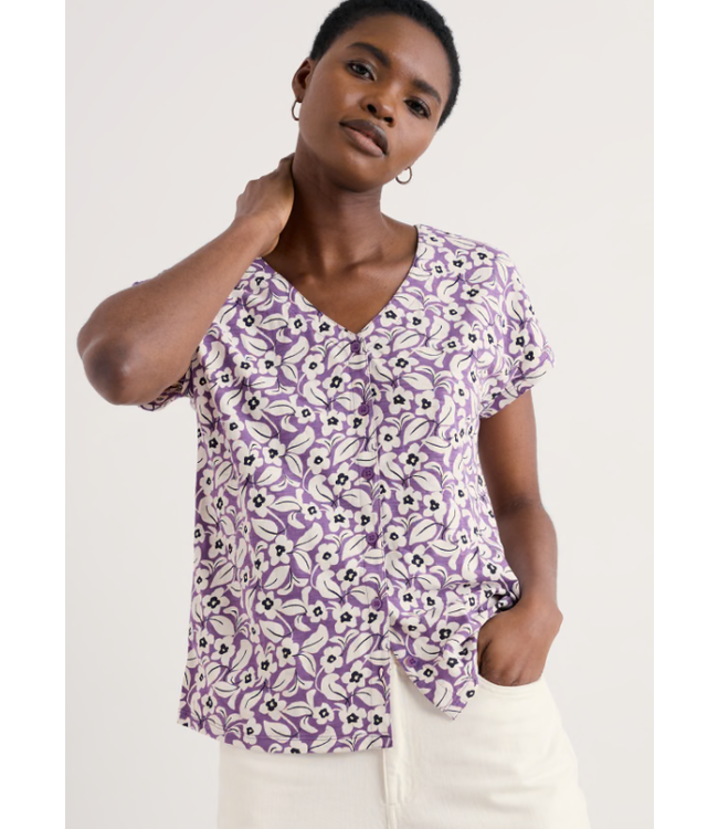 Studio Glass V-neck Jersey Top