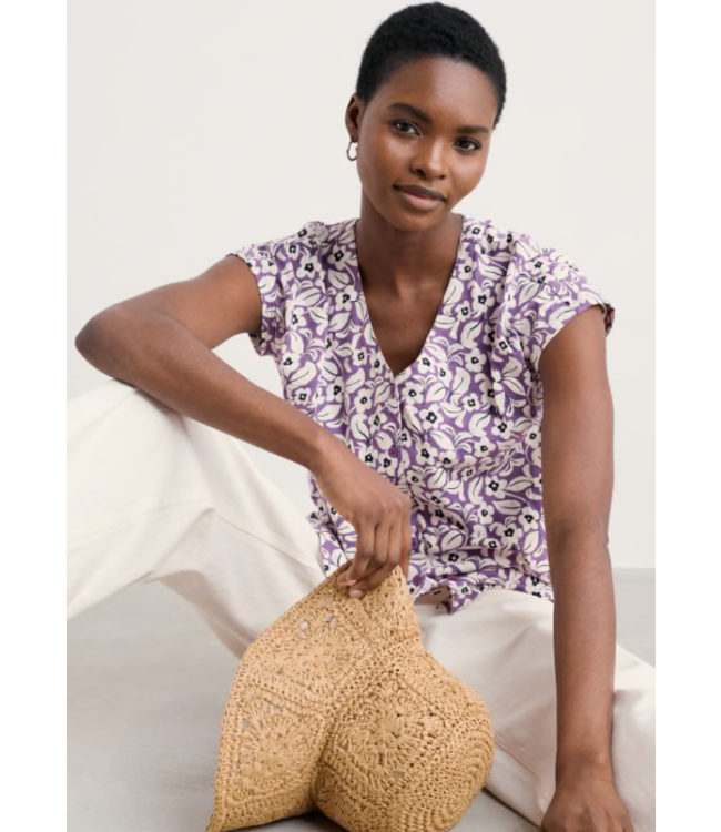 Studio Glass V-neck Jersey Top