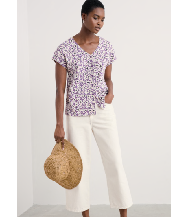 Studio Glass V-neck Jersey Top