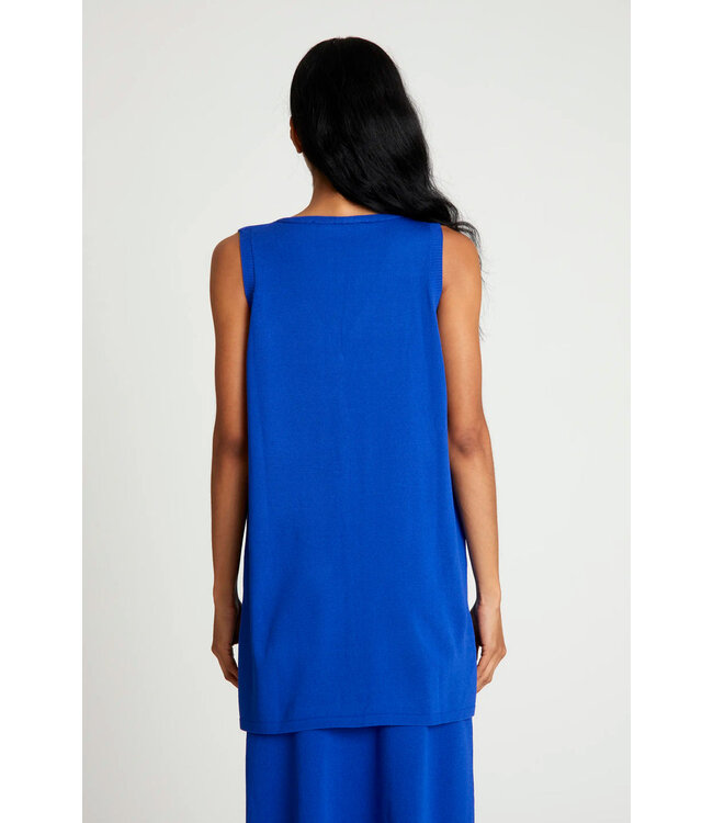Blauw gebreid vest