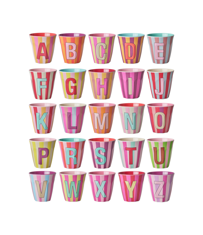 Alfabet Beker Stripe Pink