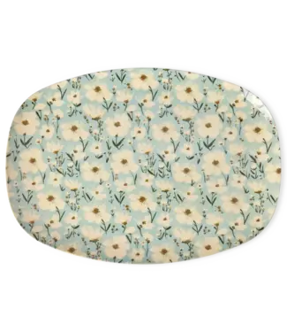 Rice Groot Rechthoekig Dinerbord - Mint - Summer Bloom Print
