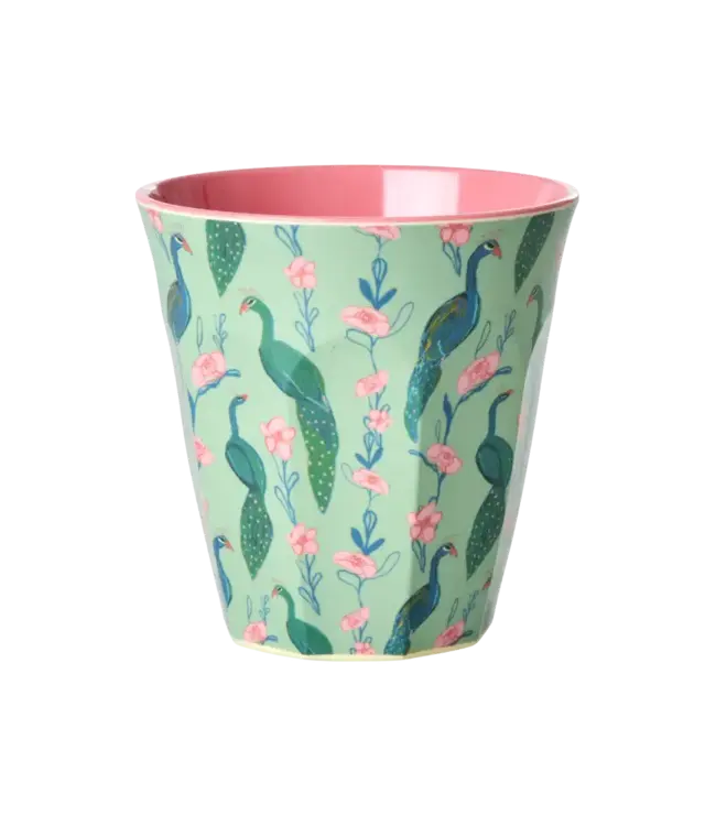 Medium Cup - Green - Peacock Power Print
