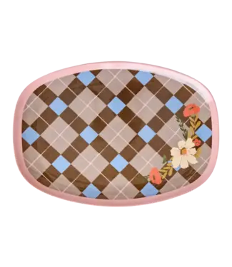 Rice Large Rectangular Dinner Plate - Brown - Gorgeous Tile Print