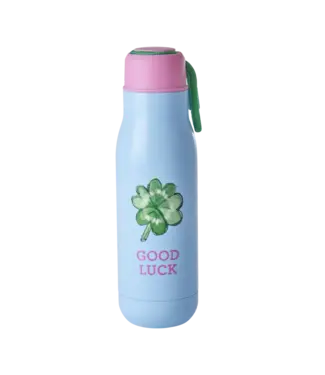 Rice Roestvrijstalen Fles - Zacht blauw - Good Luck Print