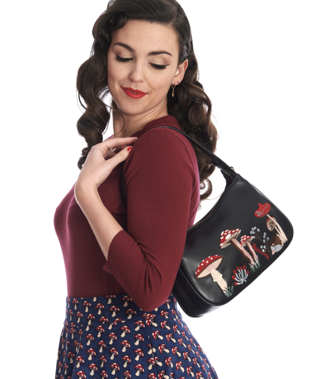 BLACK WOODLAND HIPPIE VIBES HANDBAG