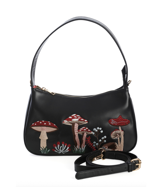 BLACK WOODLAND HIPPIE VIBES HANDBAG