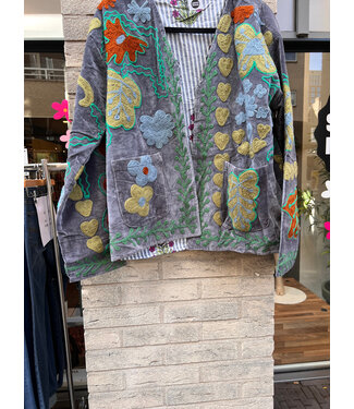 SoMuch Velvet Suzani jacket Grey
