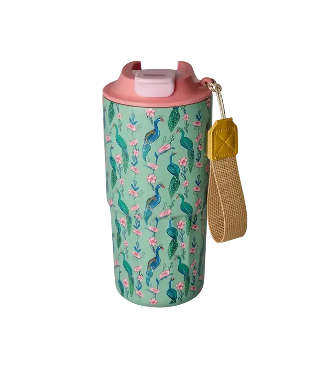 Stainless Steel Thermo cup Peacock print