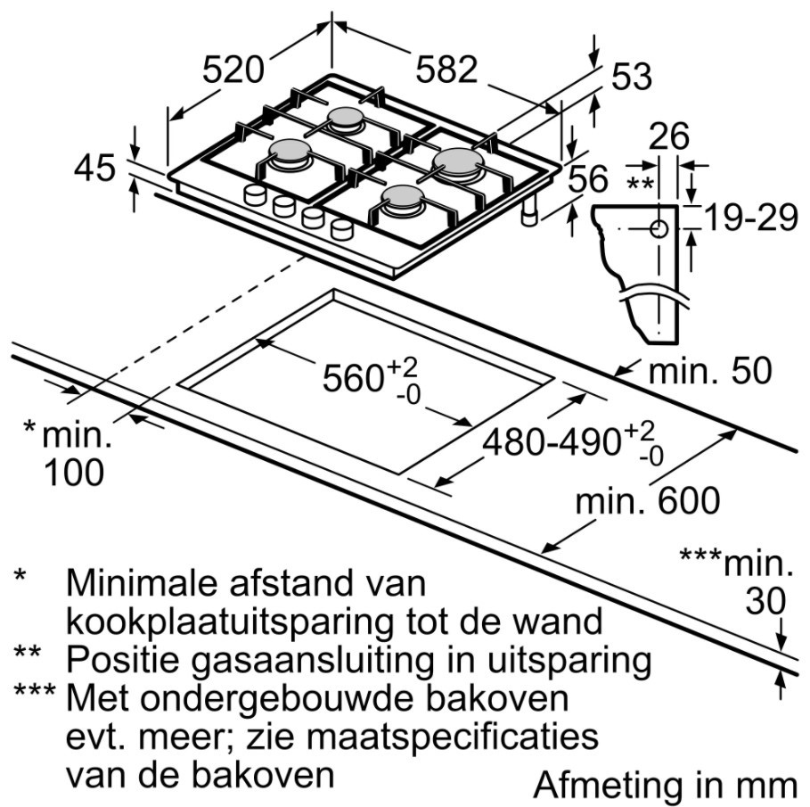 Bosch PCP6A5C90N Inbouw Gaskookplaat