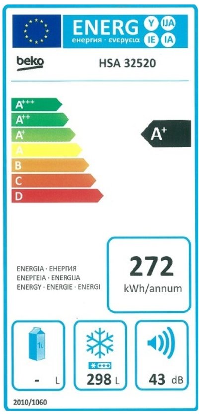 Beko HSA32520 Vrieskist