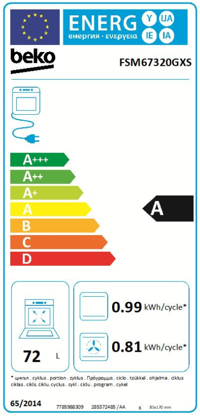 Beko FSM67320GXS Keramisch fornuis