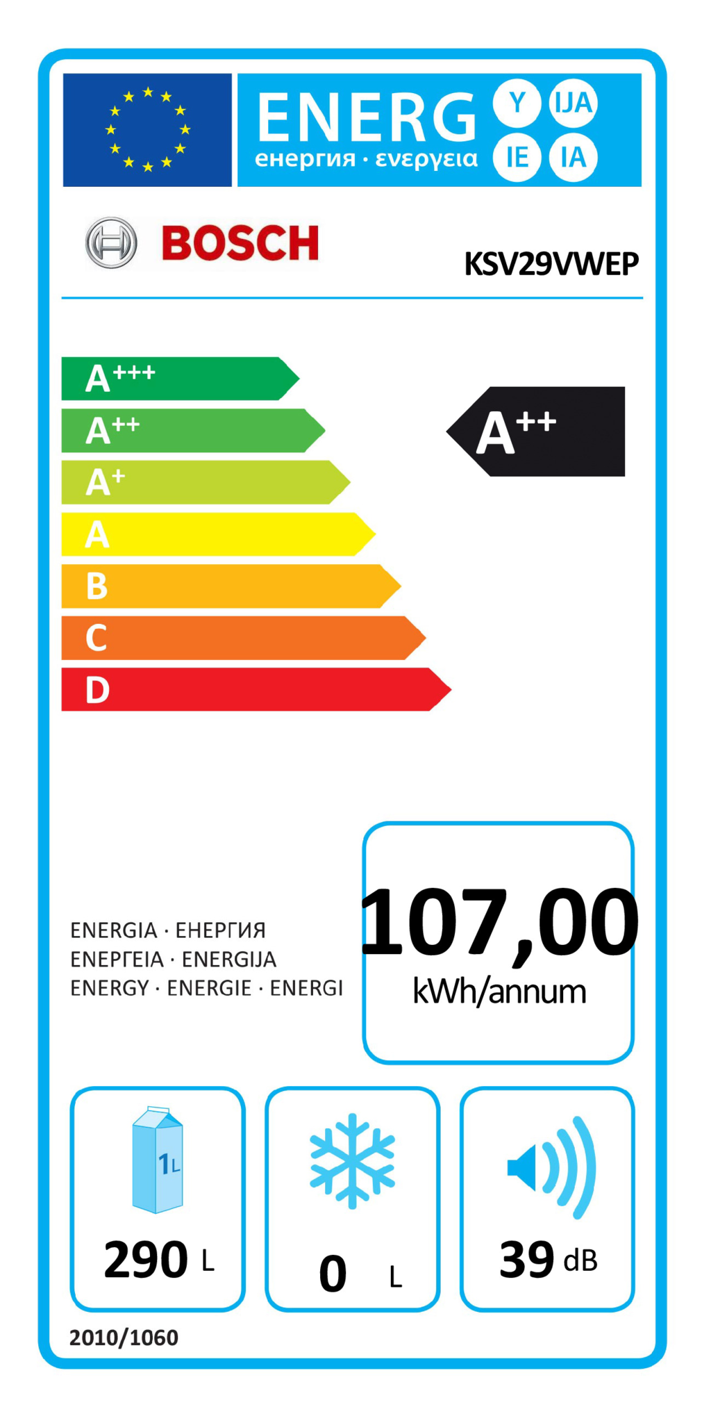 Bosch KSV29VWEP - Vrijstaande koelkast