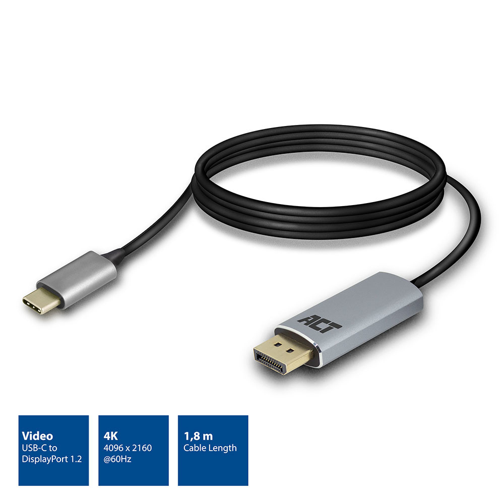 ACT AC7035 USB-C - Display Port male adapter