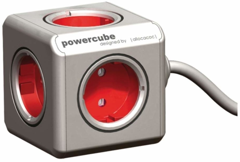 Allocacoc PowerCube Extended Rood 5-voudig Stekkerdoos