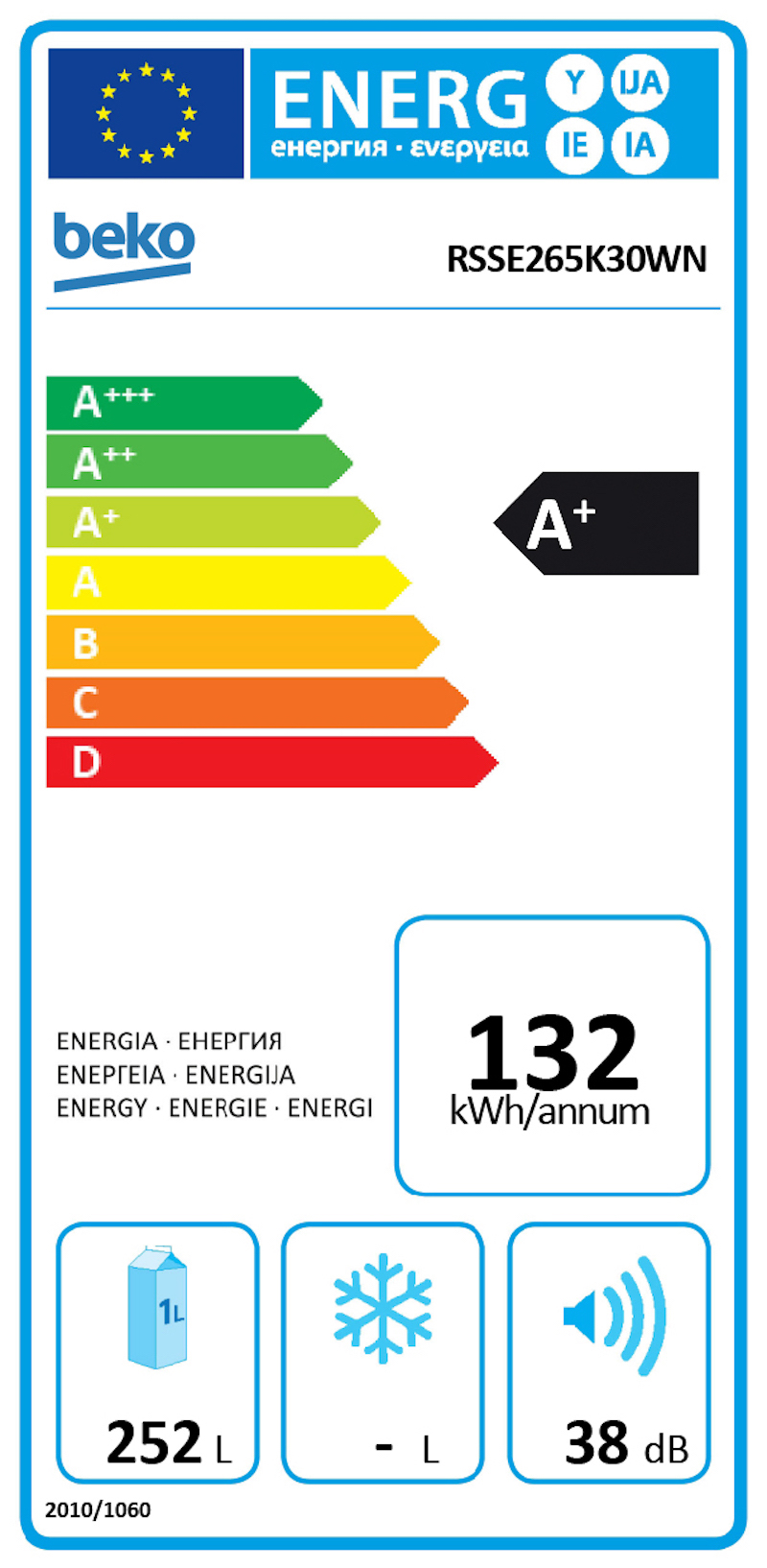 Beko kastmodel koeler RSSE265K30WN