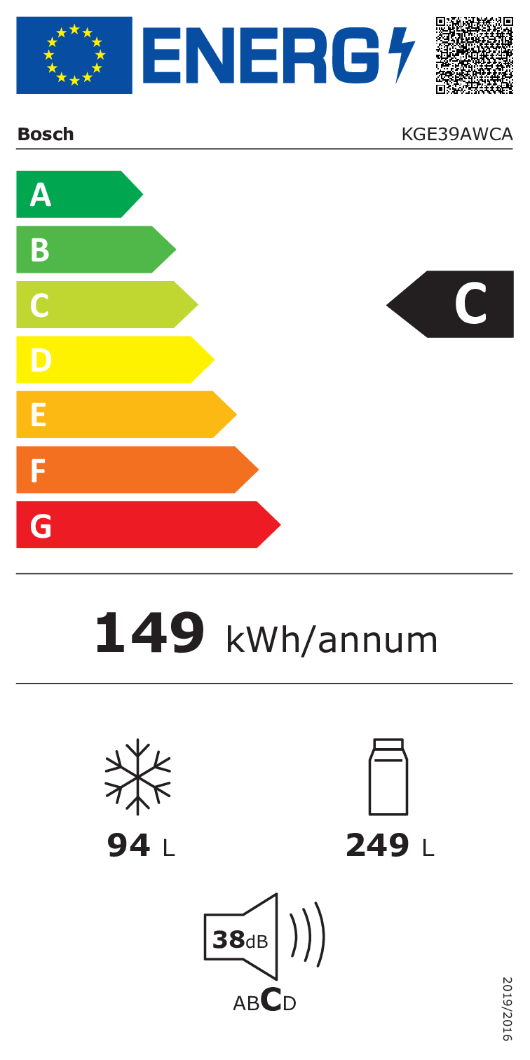 Bosch KGE39AWCA Vrijstaande koel-vriescombinatie