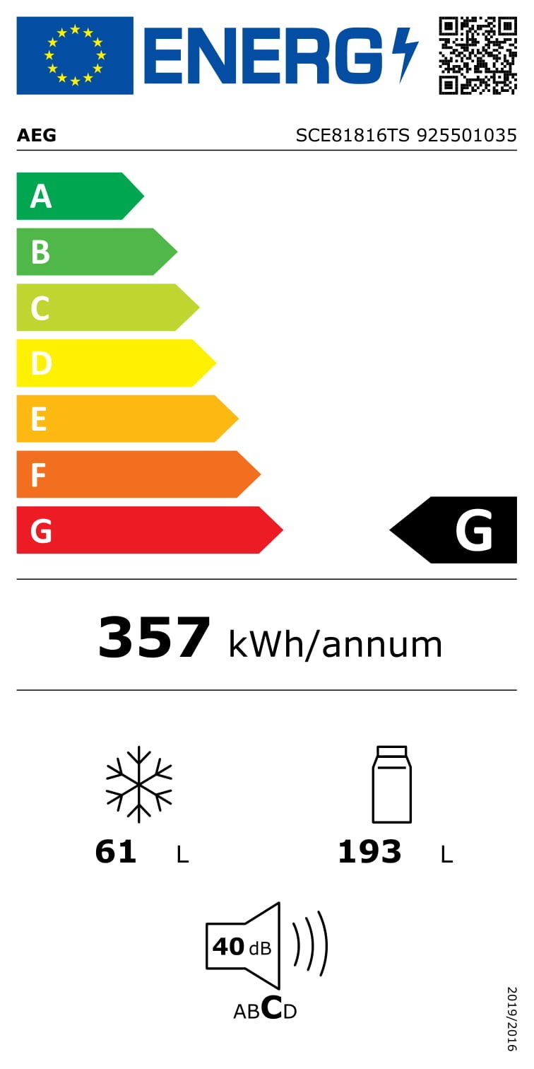 AEG SCE81816TS Inbouw koelvriescombinatie nis 178 cm