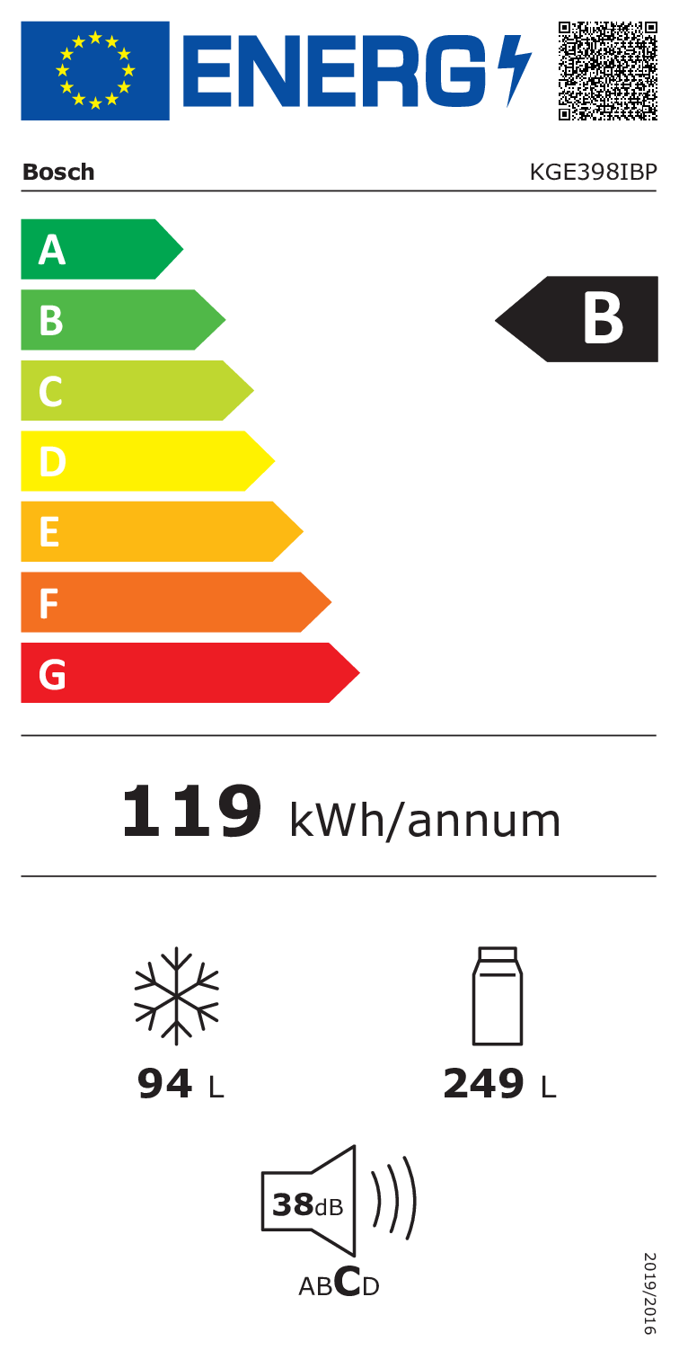 Bosch KGE398IBP Vrijstaande koel-vriescombinatie