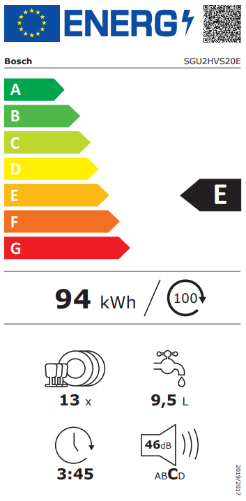 Bosch SGU2HVS20E Onderbouw Vaatwasser