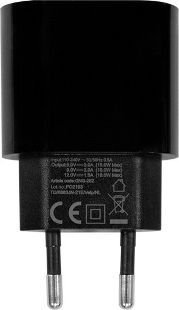Grab 'n Go USB-C PD Oplader 18W Zwart