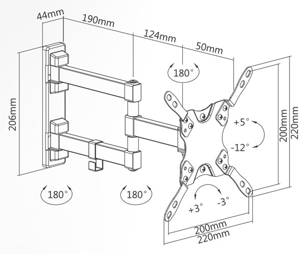 Superior Electronics 13-42 Full Motion Extra Slim - TV muurbeugel
