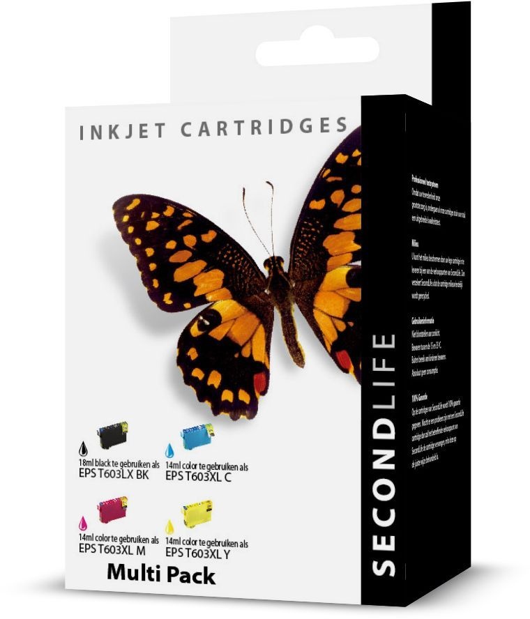 SecondLife Epson 603 XL Multipack Zwart + 3 kleuren - Inktcartridge