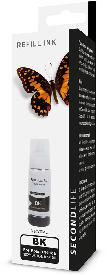 SecondLife Epson 102/ 103/ 104 Zwart - Inktcartridge