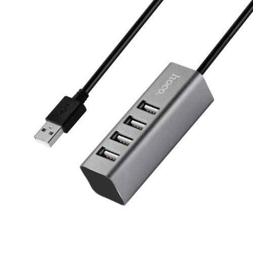 Hoco USB 2.0 HUB 4 poorten Grijs - USB Hub