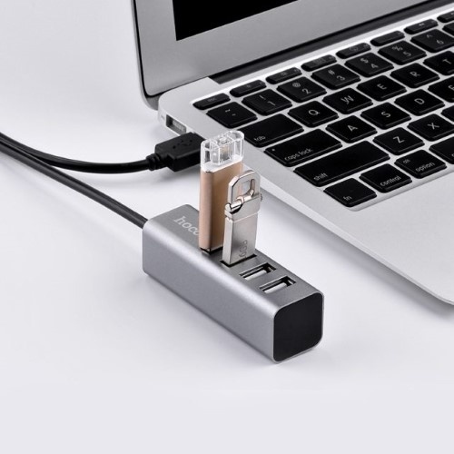 Hoco USB 2.0 HUB 4 poorten Grijs - USB Hub