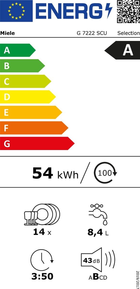 Miele G 7222 SCU CLST - Onderbouw vaatwasser