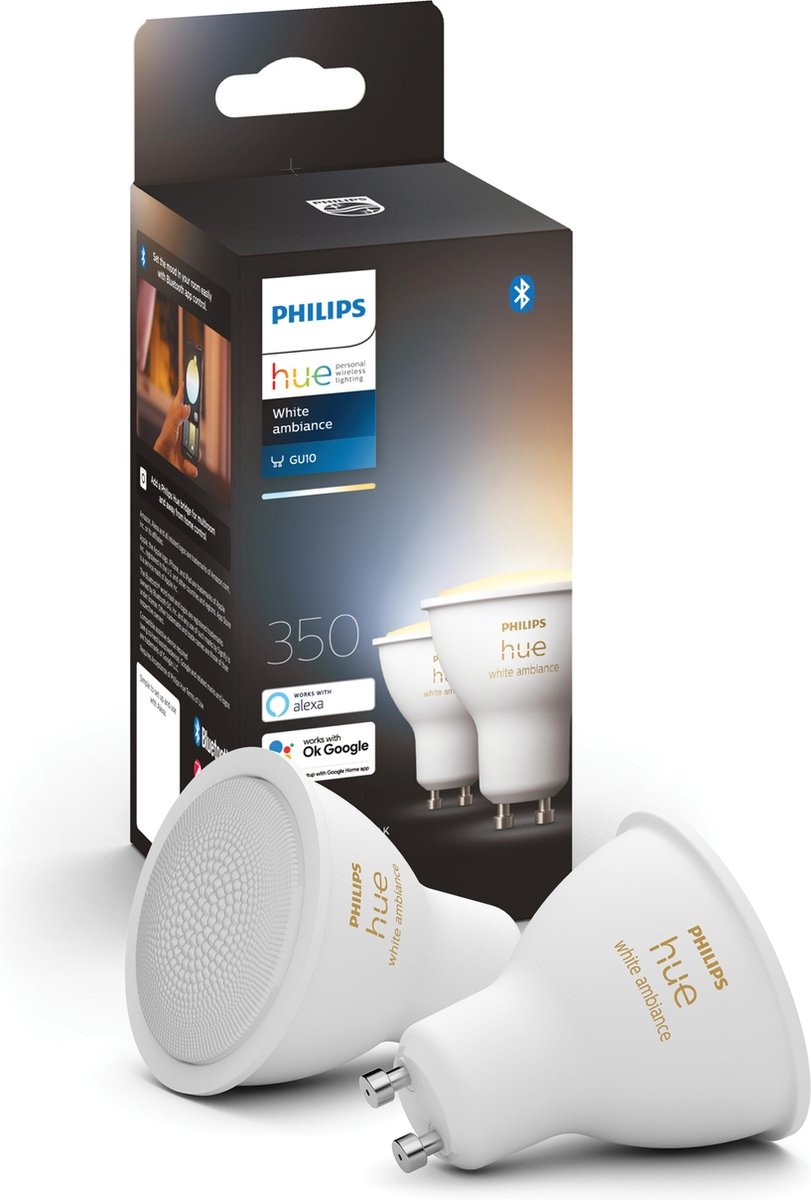 Philips Hue 2x GU10 4.3W White Ambiance Duo Pack - Slimme lamp