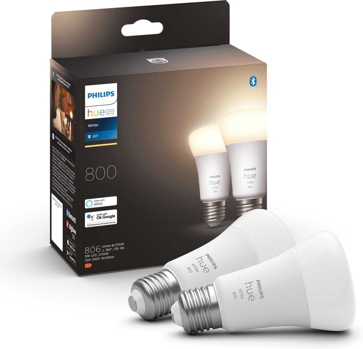 Philips Hue White E27 (2 pack) - Slimme lamp