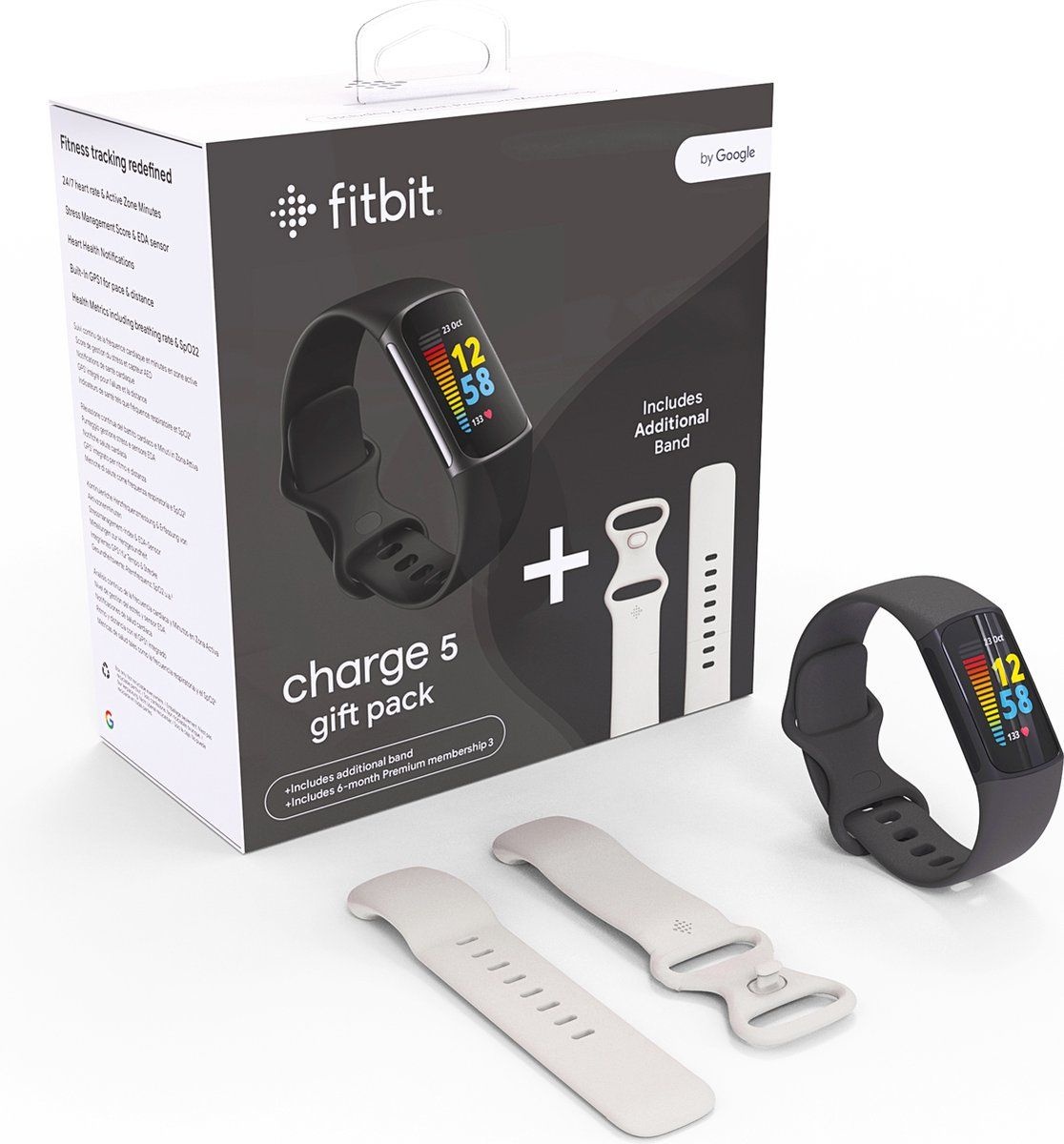 Fitbit Charge 5 Zwart met extra bandje - Activity tracker