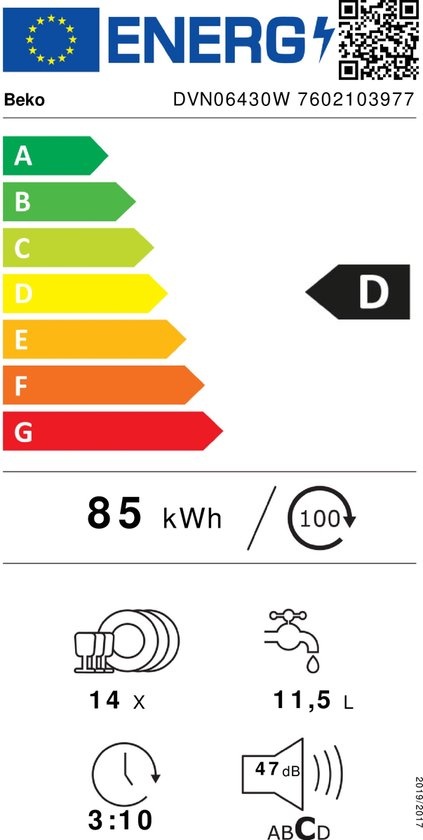 Beko DVN06430W - Vrijstaande vaatwasser