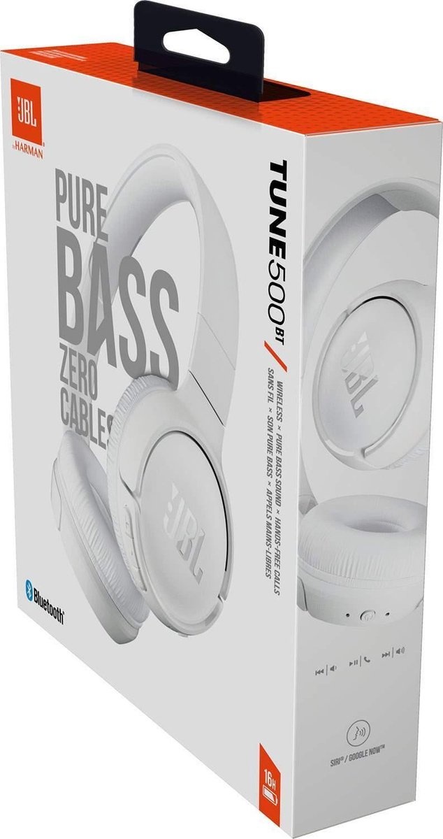 JBL Tune 500BT Wit - Draadloze koptelefoon