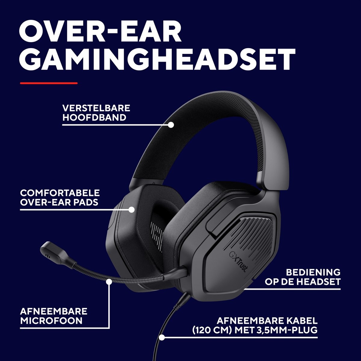Trust GXT492 Carus Zwart - Gaming headset
