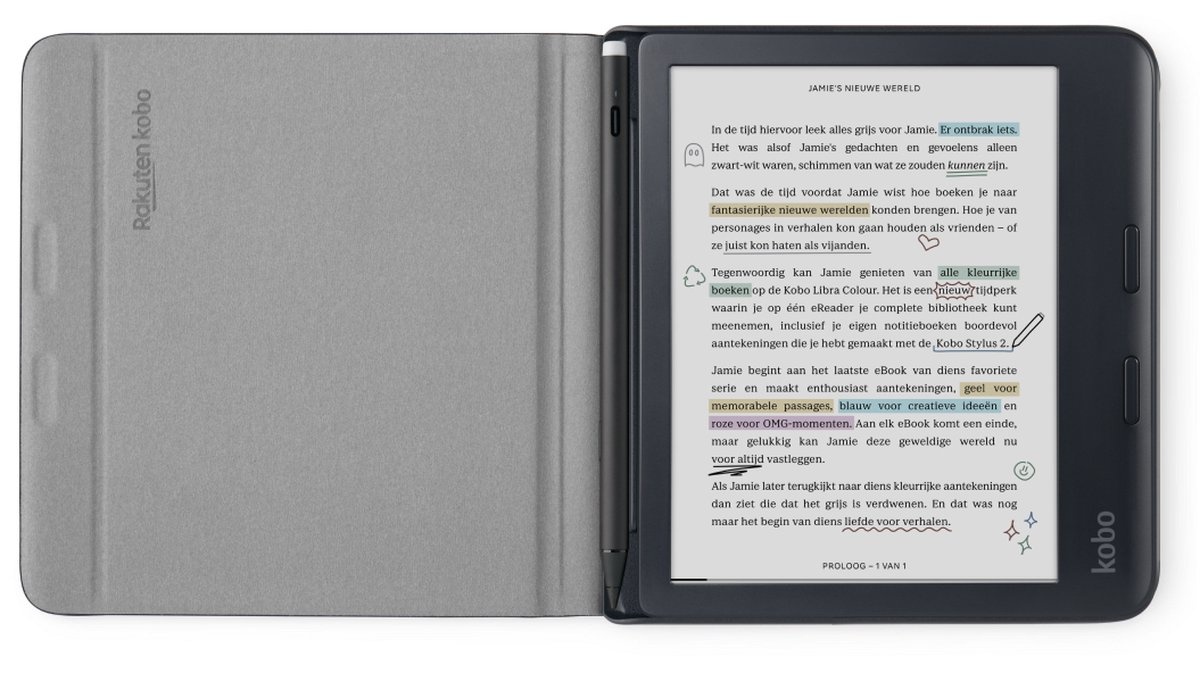 Kobo Libra Colour Notebook SleepCover Zwart - Beschermhoes